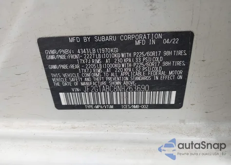 2022 Subaru Crosstrek from USA, damaged, VIN JF2GTABC8NH263690